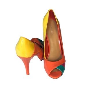 Nine West Colorblock Peeptoe Heels